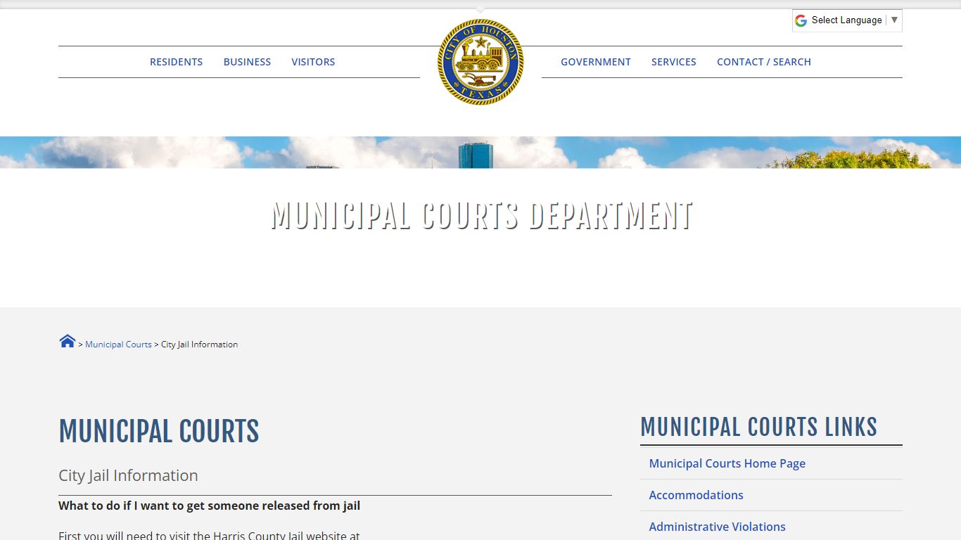 City Jail Information - City of Houston eGovernment Center